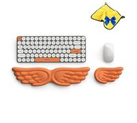 Angel Wing Wrist Rest, Angel Wing Wrist Rest Set, Ergonomic Memory Foam Keyboard and Mouse Pad Support, Anti-Slip Waterproof PU Leather Cushion for Home Office (Orange)