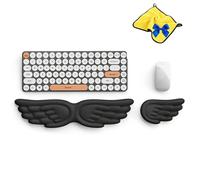 Angel Wing Wrist Rest, Angel Wing Wrist Rest Set, Ergonomic Memory Foam Keyboard and Mouse Pad Support, Anti-Slip Waterproof PU Leather Cushion for Home Office (Black)