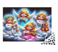 Angel Wings 1000Pc Challenging Puzzle Angels Play Music on Clouds for Adults Teens Seniors Brainteasing Game 38x26cm 1000pcs