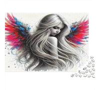 Angel Wings 1000Pc Puzzle for Adults White Haired Angel with Wings for The Whole Family Women, Gifts for Men 52x38cm 1000pcs