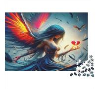Angel Wings 1000Pc Puzzle for Adults Woman with Red Heart for The Whole Family Women, Gifts for Men 52x38cm 1000pcs