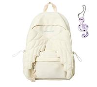 Angel Wings Backpack Cutecore Daypack Nylon Bag for Women Girls (Beige) | Durable Nylon, Spacious Storage, Zipper Closure, School Travel Carry, Cute Wing Design