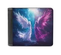 Angel Wings - Cartera plegable para hombre con tarjetero y monedero de cuero
