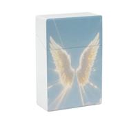Angel Wings - Estuche para cigarrillos de plástico duro con tapa abatible, delgado, tamaño de bolsillo, para cigarrillos de 18 a 20 cigarrillos tamaño King, a prueba de aplastamientos, reutilizable