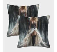 Angel_Wings_Fantasy - Estilo_gótico Oscuro Fundas Cojines para Sofá 2 Piezas Arte Funda De Almohada Confortable Square Throw Cojín para Sala Hogar 45x45cm