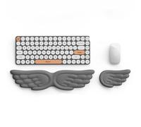 Angel Wings Keyboard Wrist Rest & Mouse Wrist Rest Set, Memory Foam Cushion, Ergonomic Keyboard Wrist Rest and Mouse Pad with Wrist Support for Computer, for Comfortable Typing (Gray)