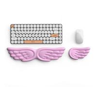 Angel Wings Keyboard Wrist Rest & Mouse Wrist Rest Set, Memory Foam Cushion, Ergonomic Keyboard Wrist Rest and Mouse Pad with Wrist Support for Computer, for Comfortable Typing (Pink)