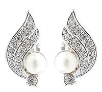 Angel Wings Pearl Ear Clips Women Charm Pendientes Joyas para Fiesta Color Plata Creativo y Útil