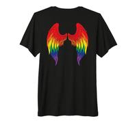 Angel Wings Rainbow On Back Angel Wings Gay LGBTQ Camiseta Premium