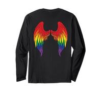 Angel Wings Rainbow On Back Angel Wings Gay LGBTQ Manga Larga