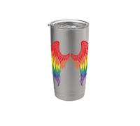 Angel Wings Rainbow On Back Angel Wings Gay Lgbtq Vaso térmico de acero inoxidable de doble pared