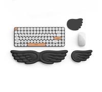 Angel Wings - Reposamuñecas para teclado y ratón, bonito juego de almohadillas ergonómicas de espuma viscoelástica, superficie de piel sintética, antideslizante, impermeable, para juegos en casa