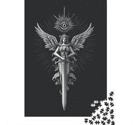 Angel Wings Sword Tattoo Design Puzzles Imposible,desafío for Adults Entretenimiento Creativo 1000 Piezas Obra De Arte De Juego De para Adultos Y Niños 70x50cm/1000pcs