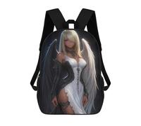 Angel with Black And White Wings Anime Girl Mochila Grande, Ligera E Informal Para El Campus, Actividades Al Aire Libre, Viajes Y Deportes 17inch