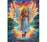 Angel with Wings en la Cascada Garden Puzzle 500 Piezas Obra De Arte 3D Realista Cuento de Hadas fantástico Animal Rompecabezas para Hombres Y Mujeres Desafío Intelectual Estera Portátil DIY Moderno