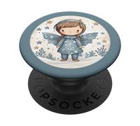 Angel with Wings For Women and Kids Cute Winter Wonderland PopSockets PopGrip Adhesivo