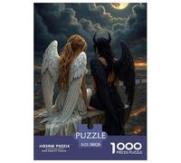 Ángel y Diablo sentados 1000 Piezas Adultos Puzzle Niños Regalo DecoracióN Familiar Creativo Regalo 38x26cm/1000pcs