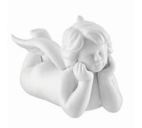 Ángel yacente y pensante de porcelana biscuit color blanco, mate, en calidad de Rosenthal, 13 cm en una caja de regalo