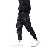 Angel ZYJ Hombres Pantalones de Carga,Pantalón Cargo Casuales, Pantalone de Trabajo,Pants Sueltos Ocasionales, Pantalones Deportivos Jogging Ropa Deportiva (Negro, XL)