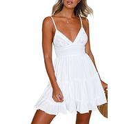 Angel ZYJ Mini Vestido sin Respaldo de Las Mujeres de Verano, Vestido de Fiesta de Noche Vestido de Tirantes Vestidos Largos de Verano Fiesta Vestidos Playa Mujer 2018 (A, L)