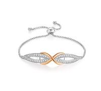 Angelady Pulsera infinita para mujer, pulsera ajustable de plata chapada en oro rosa, pulsera para mujer, regalo para el día de la madre, cumpleaños, niña, mamá/hermosa caja de regalo