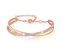 Angelady 'Timeline' Oro rosa Pulsera para Mujer Ajustable Pulseras para Niñas Boda Aniversario de Cumpleaños Regalo para Ella (3-oro rosa)