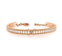 Angelady 'Timeline' Oro rosa Pulsera para Mujer Ajustable Pulseras para Niñas Boda Aniversario de Cumpleaños Regalo para Ella (4-oro rosa)