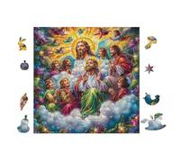 Ángeles con Jesús Art Rompecabezas 100 Piezas Cartón para Principiantes Desconectar Rutina Ejercicio Mental Relajante Actividad Tiempo Libre Regalo Cumpleaños 28x28cm
