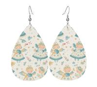 Ángeles Navideños Azules Y Blancos Pendiente Cuero Suave Pendiente Moda Pendientes Colgante Para Mujer Aniversario