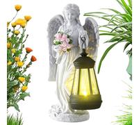 Ángeles solares para jardín al aire libre, escultura de resina para exterior encantadora - ángel conmemorativo con para jardín, callejón delantero de casa, porche cementerio, patio y tumba, decoración