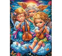 Ángeles Tocando música Entre Las Nubes Puzzles 300 Piezas Estera Portátil Plegable Rompecabezas para Adultos Desafío Intelectual Aliviar Estrés Decoración Hogar 3D 300 PCS