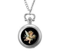 Angelic Cherub Charming Angels - Reloj de bolsillo vintage con colgante de aleación, collar de regalo para hombres y mujeres, Estilo plateado, talla única