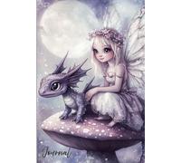 Angelic Companions Journal: A Magical Notebook Featuring a Realistic Angelic Fairy with Butterfly Wings Sitting on a Mushroom Beside a Cute Dragon in ... and Cloudy Purples - Perfect for Writing, Dra