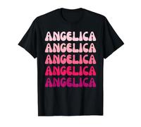 Angelica First Name Minimalist Design Camiseta gráfica económica, Hombre, Negro, L
