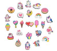 Angelice Home 25 dijes de unicornio arcoíris para zapatos para niña adulta, bonitos dijes de decoración de unicornio para zuecos, sandalias y pulsera, accesorios de decoración