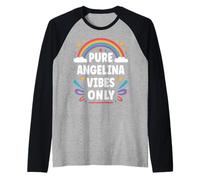 Angelina Vibes Only Cute Retro Girls Angelina Name Camiseta Manga Raglan