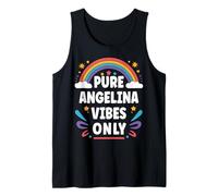 Angelina Vibes Only Cute Retro Girls Angelina Name Camiseta sin Mangas