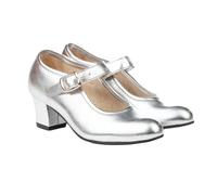 Angelitos Zapato de Flamenca Metalizado Mod 307 (Plata, Numeric_38)