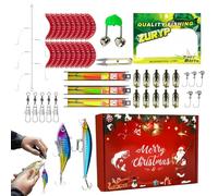 Angelköder-Set - Weihnachts-Angelzubehör-Set | Kunstköder mit Haken, Spinner, Crankbait und Würmern | Komplette Angel-Geschenkbox für den Urlaub, Familienurlaub, Camping, Fluss, See, Teich, Outdoor-Ab