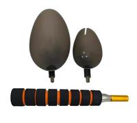 Angelköder-Wurflöffel Set - 76 cm Teleskop Köderschaufel | Edelstahl Futterschaufel mit 2 Köpfen & 8mm Gewinde, rutschfester Schaumstoffgriff für präzises Anfüttern, ideal Angler Geschenk.