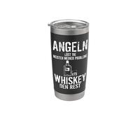 Angeln löst die meisten meiner Probleme Whiskey den Rest Vaso térmico de acero inoxidable de doble pared