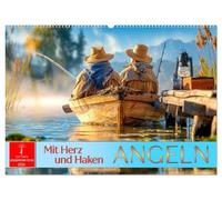 Angeln mit Herz und Haken (Wandkalender 2026 DIN A2 quer), CALVENDO Monatskalender: Stille Wasser, große Fänge, starke Momente.