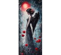 Angelo Nero Dipingere con i Numeri Adulti, Misura XXL 60x180cm,Donna Paint by Numbers Kit Principianti Con 3 Penne, Kit Fai Da Te, Hobby Creativi Adulti Regalo Decorazioni, (Senza Cornice) P0M-973