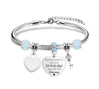 Angelra A veces te olvidas de que eres genial. Así que este es tu recuerdo. Pulsera inspiradora con letra inicial. El regalo de cumpleaños para mujeres, mejor amiga, hijas, madre, 2.5 cm, Acero