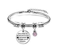 Angelra Amigas Pulseras Regalo de Amistad Pulsera Mujer"Una Amiga no se Encuentra por Casualidad, Se Elige con el Corazón"Colgante de Plata con Grabado para Navidad