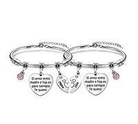 Angelra Mamá Abuela Tía Pulseras Pulsera para Mujer Regalo de Día de la MadreEl Amor entre Madre/Abuela/Tía e Hija/Nieta/Sobrina es Para Siempre Colgante Grabado para Navidad (MADRE)