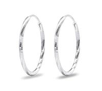 Angelra Pendientes de aro de plata para mujer, brillantes y grandes para orejas sensibles, no se deslustran, de plata de ley de 30/40/50/60/70 mm, 50MM, Latón, Sin piedra preciosa