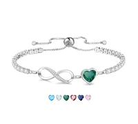 Angelra Pulsera de piedra natal infinita para mujer, pulsera de tenis ajustable chapada en plata, regalo de cumpleaños para mamá, mujer, Pequeño, Latón, Sin piedra preciosa