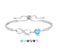 Angelra Pulsera de piedra natal infinita para mujer, pulsera de tenis ajustable chapada en plata, regalo de cumpleaños para mamá, mujer, Pequeño, Latón, Sin piedra preciosa