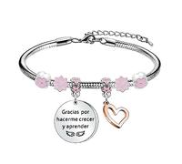 Angelra Regalo de Profesora Pulsera de MujerUn Gran Profesora es Difícil de Encontrar e Imposible de Olvidar Colgante Grabado Pulseras Regular Regalos de Graduación (GRACIAS)